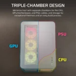 AIR 5400 LX-R RGB iCUE LINK Triple Chamber Mid-Tower PC Case 2x 2.5" , 1x 3.5" Drive Bays Fan layout: Front: 3x120mm, Rear 1x 120mm, Bottom: 3x 120mm (incl), Top 3x120mm (1x) USB 3.2 Gen 2x2 Type-C, (2x) USB 3.2 Gen 1 Type-C, (1x) Audio in/out Mini-ITX, Micro-ATX, ATX, E-ATX Colour: White - Image 6