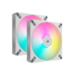 Corsair AF ELITE Series; AF140 RGB ELITE WHITE; 140mm Fluid Dynamic RGB Fan with AirGuide; Dual Pack with Lighting Node CORE - Image 4
