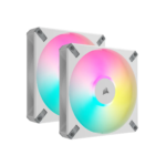 Corsair AF ELITE Series; AF140 RGB ELITE WHITE; 140mm Fluid Dynamic RGB Fan with AirGuide; Dual Pack with Lighting Node CORE - Image 2
