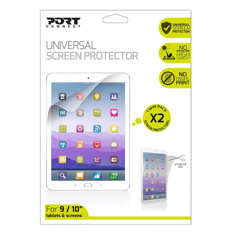 180641_wr_01 Port Connect Universal Screen Protector for 11" Tablets Twin Pack - Clear - Image 1