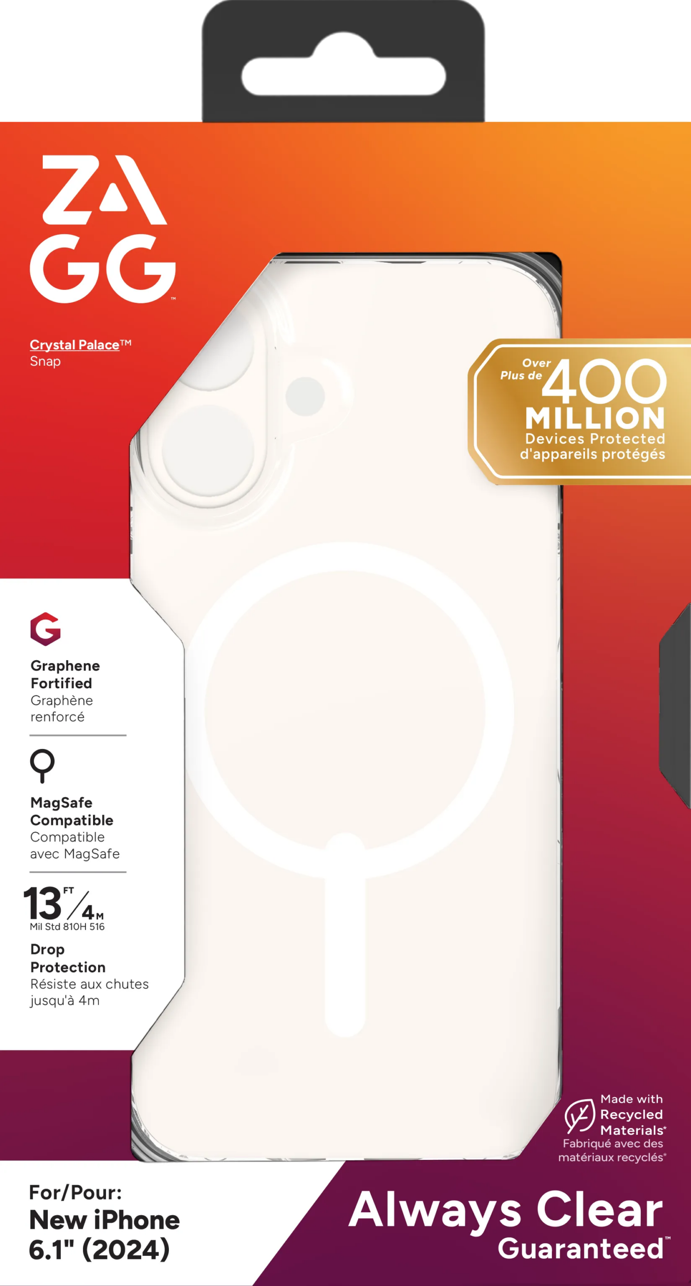ZAGG Cases Crystal Palace Snap Apple iP16 Clear