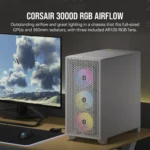 Corsair 3000D RGB AIRFLOW Mid-Tower PC Case 2x 2.5" Drive Bays, 2x 3.5" Drive Bays Fan layout: Front 3x 120mm/2x 140mm, Top 3x 120mm/2x 140mm, Rear 1x 120mm - 3x AR120 RGB Included 2x USB 3.0 Colour: White Mini-ITX, Micro-ATX, ATX - Image 21