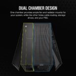 Corsair 2500X Micro ATX Dual Chamber PC Case 2x 2.5" Drive Bays, 2x 3.5" Fan layout: Top 3x 120mm ,2x 140mm, Side 2x 120mm, Bottom 3x 120mm; 2x 140mm, Rear 1x 120mm 2x USB 3.2 Type-A (Gen1), 1x USB 3.2 Type C (Gen2) Mini-ITX, Micro-ATX Colour: Black - Image 11