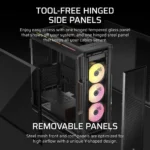 Corsair CORSAIR iCUE LINK 5000T LX RGB Mid-Tower PC Case, 4x 2.5" Drive Bays, 2x 3.5" Drive Bays Fan layout: Front 3x 120mm, 2x 140mm; Top 3x 120mm ,2x 140mm, Side 3x 120mm, Rear 1x 120mm. iCUE LINK Hub included – 3x LX120 RGB Fans – Aurora RGB Light Strips 4x USB 3.0, 1x USB 3.1 Type-C Colour: Black Mini-ITX, Micro-ATX, ATX, E-ATX - Image 6