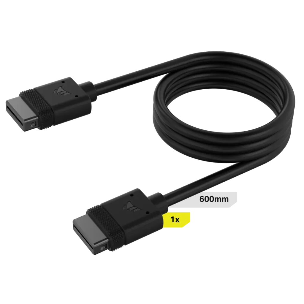 Corsair iCUE LINK Cable; 1x 600mm with Straight connectors; Black