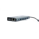 RCT compact 12-in-1 USB Type C hub with 2 HDMI; 1 VGA; 3 USB 3.0; 1 USB 2.0; 1 RJ45; PD100W; audio; SD & microSD card reader