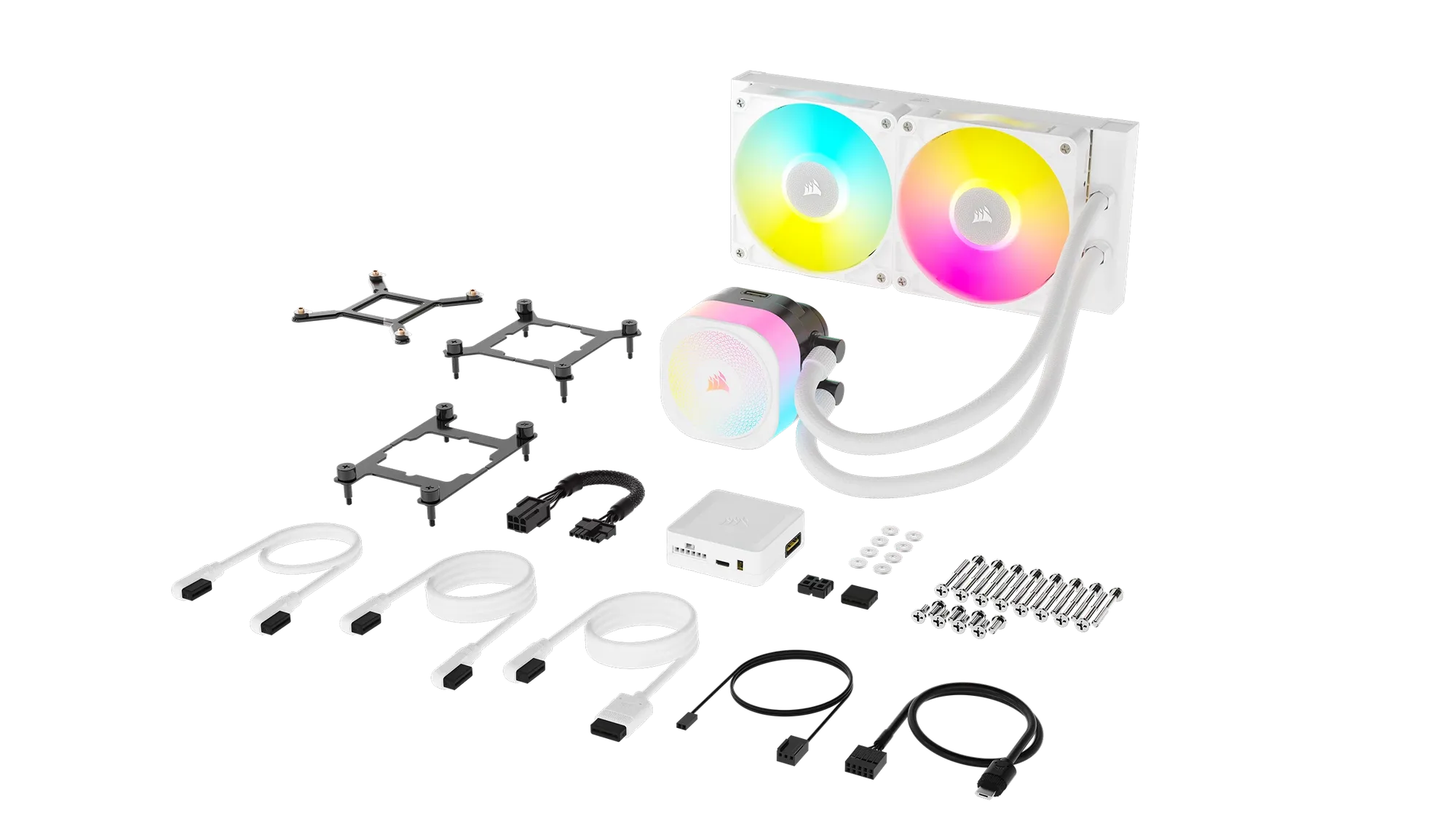 3c119c1ed3a20d38a2725d67edc94d9c1c38281e Corsair iCUE LINK TITAN 240 RX RGB Liquid CPU Cooler - White – RX120 RGB Fans – Fits Intel® LGA 1851/1700; AMD® AM5/AM4. - Image 1