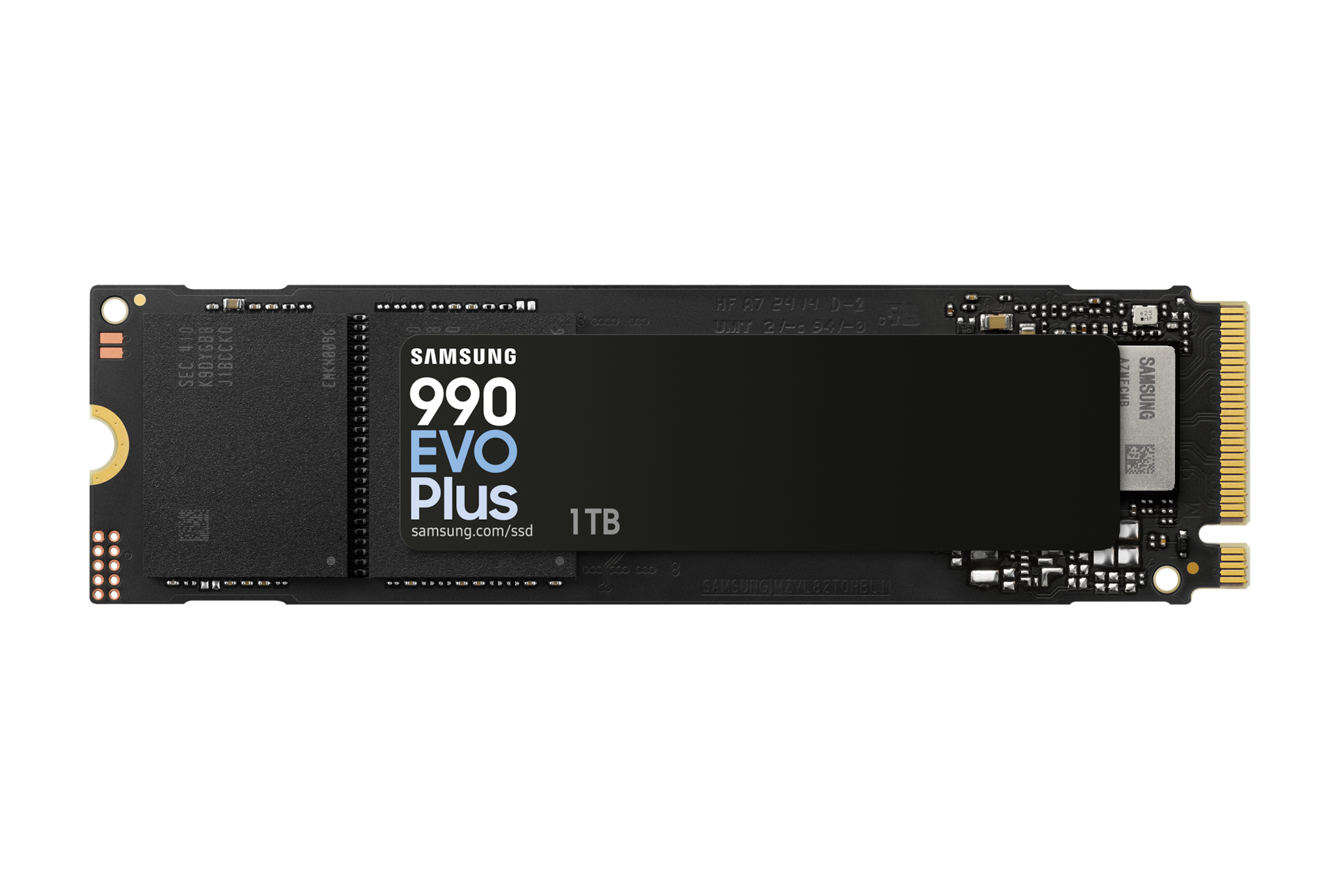 SAMSUNG MZ-V9S1T0BW 990 EVO Plus 1TB NVMe SSD – Read Speed up to 7150 MB/s, Write Speed to up 6300 MB/s, Random Read up to 850,000 IOPS, Random Write up to 1 350,000 IOPS; PCIe 4.0 x4 / 5.0 x2 NVMe 2.0; V-Nand TLC V8; Piccolo controller; 600 TBW, HMB(Host Memory Buffer), 1.5 M hours (MTBF) SAMSUNG MZ-V9S1T0BW 990 EVO Plus 1TB NVMe SSD - Read Speed up to 7150 MB/s, Write Speed to up 6300 MB/s, Random Read up to 850,000 IOPS, Random Write up to 1 350,000 IOPS; PCIe 4.0 x4 / 5.0 x2 NVMe 2.0; V-Nand TLC V8; Piccolo controller; 600 TBW, HMB(Host Memory Buffer), 1.5 M hours (MTBF) - Image 1