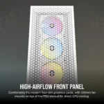 Corsair 3000D RGB AIRFLOW Mid-Tower PC Case 2x 2.5" Drive Bays, 2x 3.5" Drive Bays Fan layout: Front 3x 120mm/2x 140mm, Top 3x 120mm/2x 140mm, Rear 1x 120mm - 3x AR120 RGB Included 2x USB 3.0 Colour: White Mini-ITX, Micro-ATX, ATX - Image 10