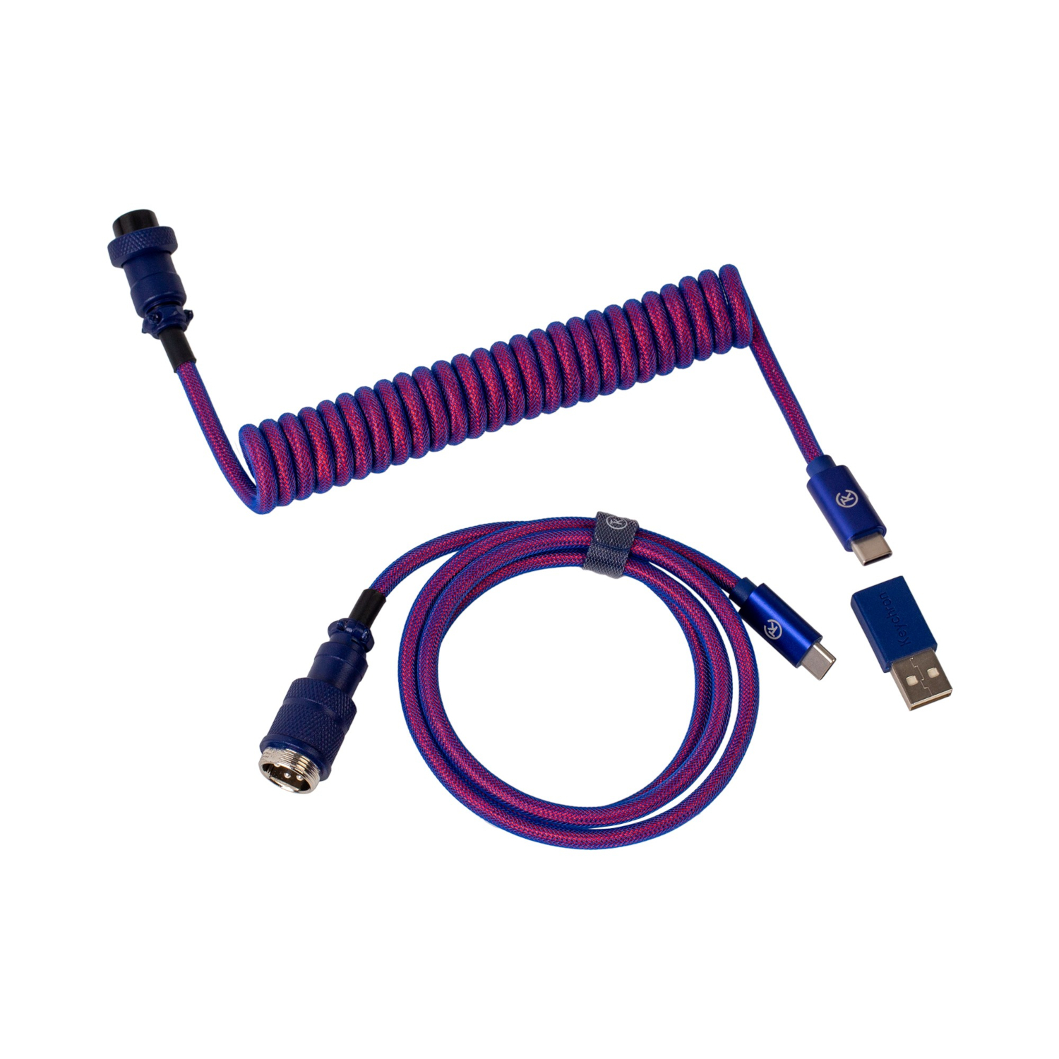 4895248821700_CAB-1-1 Keychron Premium Coiled Aviator Cable - Purple (Straight) - Image 1