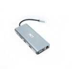 RCT compact 12-in-1 USB Type C hub with 2 HDMI; 1 VGA; 3 USB 3.0; 1 USB 2.0; 1 RJ45; PD100W; audio; SD & microSD card reader - Image 4