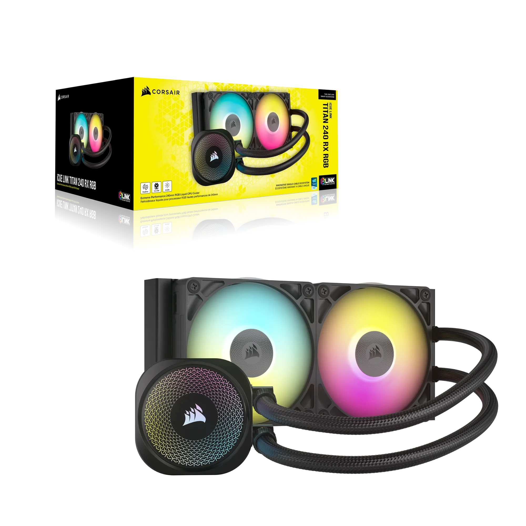 Corsair iCUE LINK TITAN 240 RX RGB Liquid CPU Cooler – RX120 RGB Fans – Fits Intel® LGA 1851/1700; AMD® AM5/AM4.