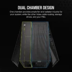 Corsair 2500X Micro ATX Dual Chamber PC Case 2x 2.5" Drive Bays, 2x 3.5" Fan layout: Top 3x 120mm ,2x 140mm, Side 2x 120mm, Bottom 3x 120mm; 2x 140mm, Rear 1x 120mm 2x USB 3.2 Type-A (Gen1), 1x USB 3.2 Type C (Gen2) Mini-ITX, Micro-ATX Colour: Black - Image 17