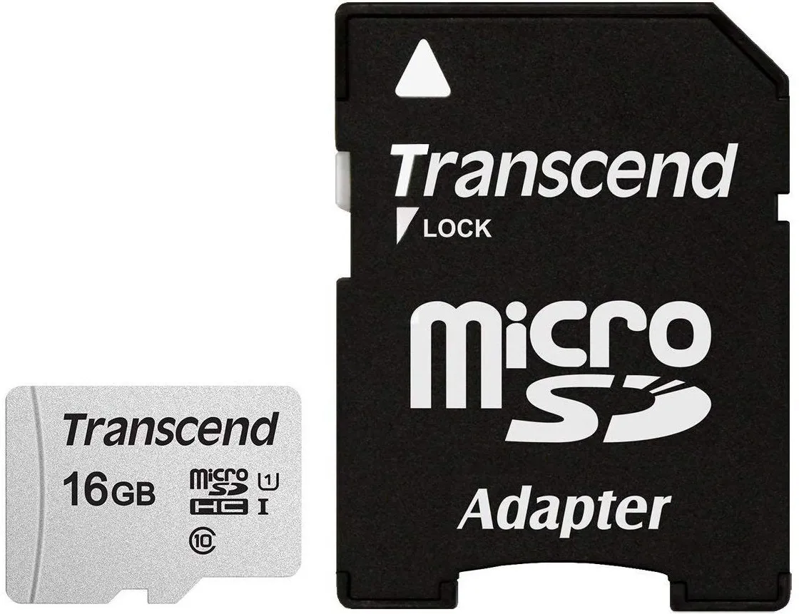 TRANSCEND 300S 16GB MICRO SD UHS-I U1 CLASS 10 READ 95 MB/S WRITE 45MB/S WITH SD ADAPTOR