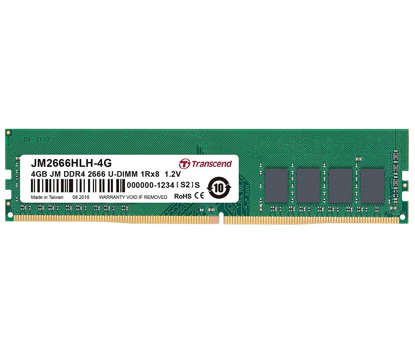 62202489_2259349190 TRANSCEND 4GB DDR4 2666Mhz DESKTOP U-DIMM 1RX8 1GX8 CL19 1.2V - Image 1