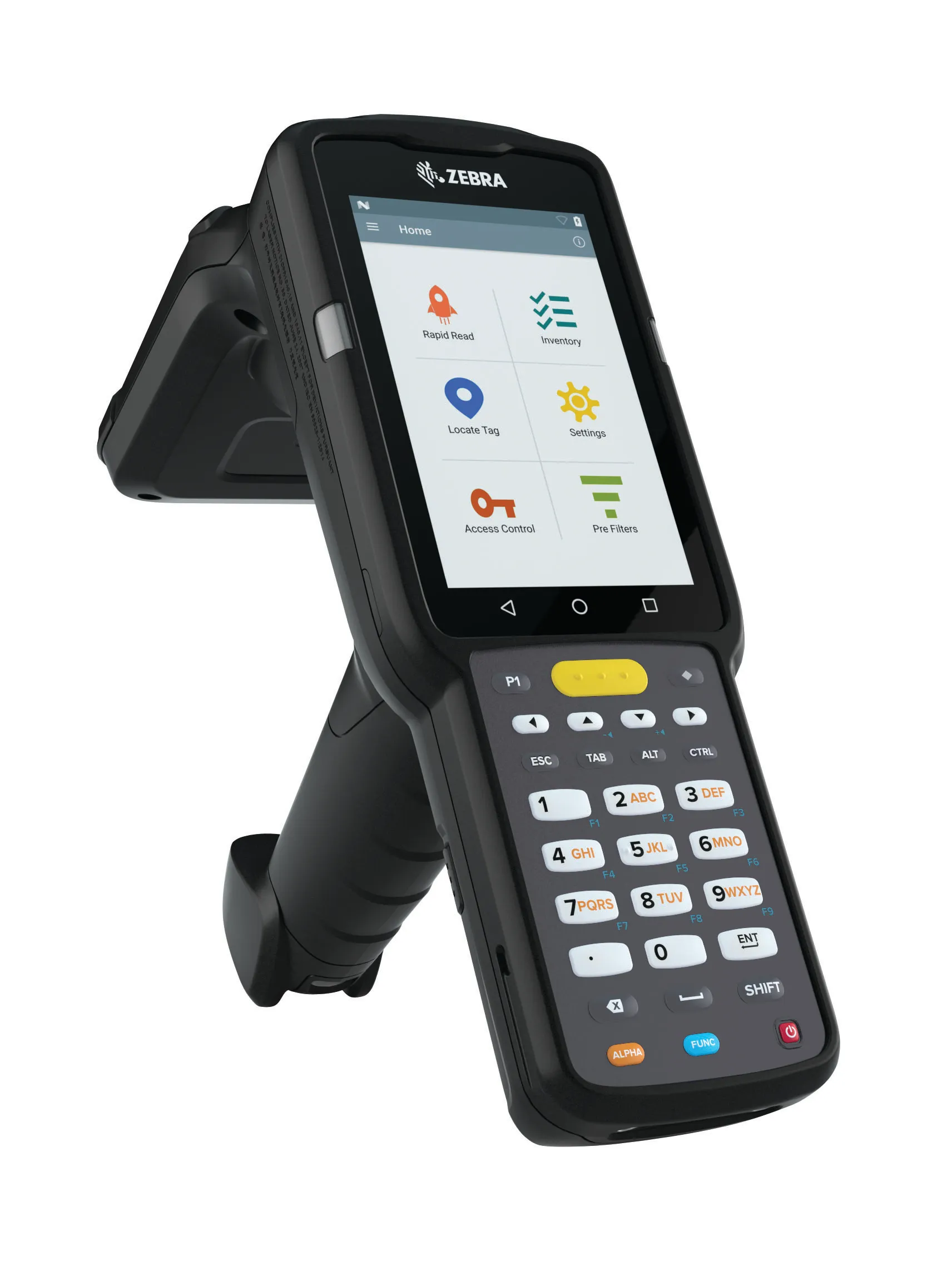 MC3330R UHF RFID GUN, CIRCULAR ANTENNA, 802.11 A/B/G/N/AC, SE4750SR 2D IMAGER W/ LED AIMER, 29 KEY, 2X BATTERY, GMS, 4GB RAM / 32GB ROM, ETSI BANDS