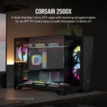 Corsair 2500X Micro ATX Dual Chamber PC Case 2x 2.5" Drive Bays, 2x 3.5" Fan layout: Top 3x 120mm ,2x 140mm, Side 2x 120mm, Bottom 3x 120mm; 2x 140mm, Rear 1x 120mm 2x USB 3.2 Type-A (Gen1), 1x USB 3.2 Type C (Gen2) Mini-ITX, Micro-ATX Colour: Black - Image 10