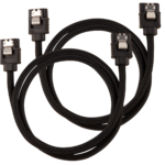 Corsair Premium Sleeved SATA Data Cable Set with Straight Connectors; Black; 60cm - Image 2