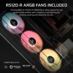 AIR 5400 RS-R ARGB Triple Chamber Mid-Tower PC Case 2x 2.5" , 1x 3.5" Drive Bays Fan layout: Front: 3x120mm, Rear 1x 120mm, Bottom: 3x 120mm (Incl), Top 3x120mm (1x) USB 3.2 Gen 2x2 Type-C, (2x) USB 3.2 Gen 1 Type-C, (1x) Audio in/out Mini-ITX, Micro-ATX, ATX, E-ATX Colour: Black - Image 19