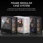 FRAME 5000D RS ARGB Mid-Tower PC Case 2x 2.5" , 1x 3.5" Drive Bays Fan layout: Front: 3x120mm (Incl)/3x 140mm/2x 200mmRadiator tray 3x 120mm/2x 140mm, Rear 1x 120mm (Incl)/1x140mm, Bottom: 3x 120mm/1x140mm, Top 3x120mm/2x140mm (1x) USB 3.2 Gen 2 Type-C, (4x) USB 3.2 Gen 1 Type-A, (1x) Audio in/out Mini-ITX, Micro-ATX, ATX, E-ATX Colour: White - Image 5