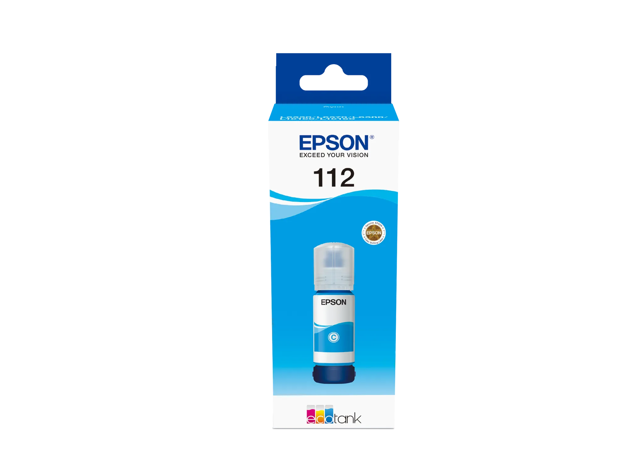 Epson 112 EcoTank Pigment Cyan ink bottle (70 ml). 6000 pages @ 5% coverage