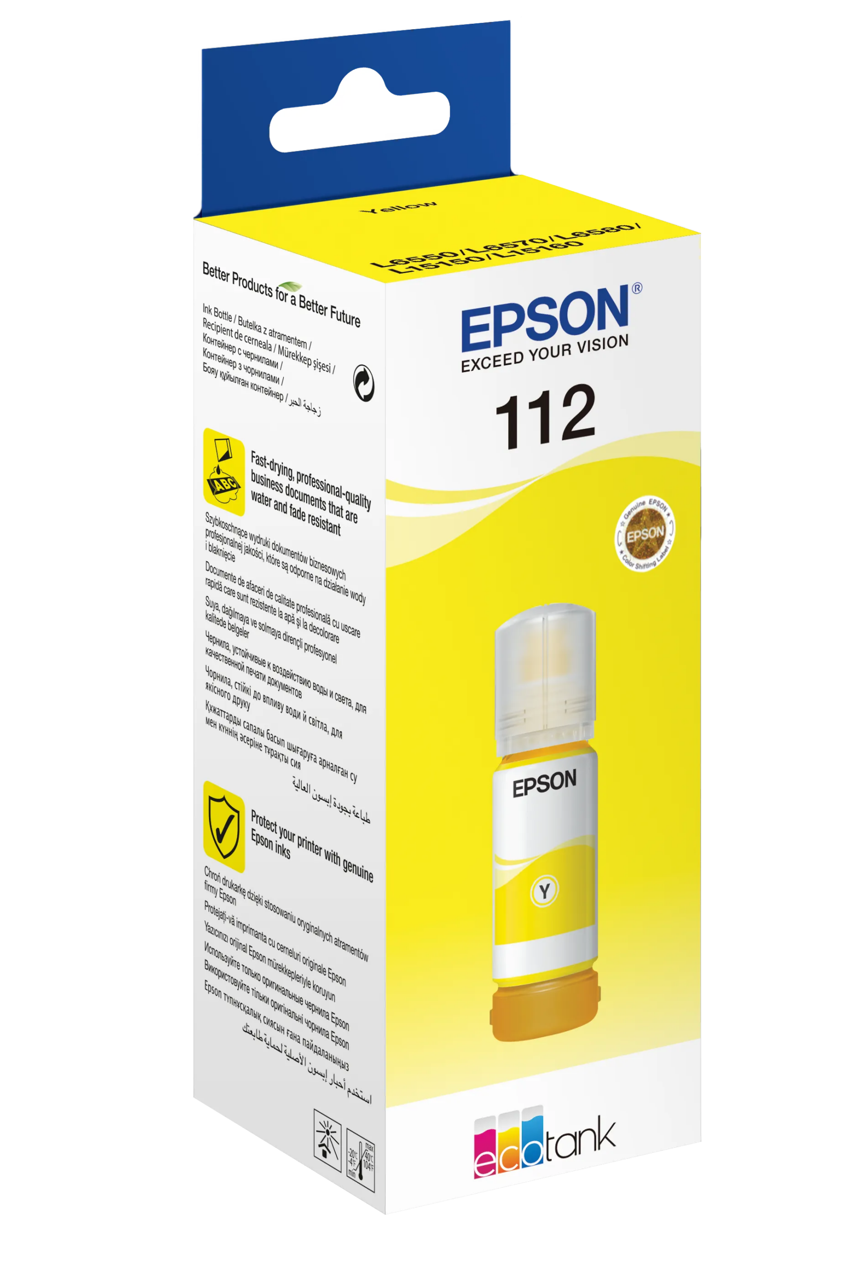 77856107_3062090909 Epson 112 EcoTank Pigment Yellow ink bottle (70 ml) 6000 pages @ 5% coverage - Image 1
