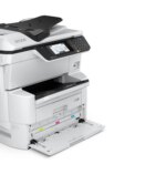 Epson WorkForce Pro WF-C878RDWF Colour A3 MFP; 35ppm Mono 35ppm Colour (ISO 25ppm Mono, 24ppm Colour) A3 Print Scan copy Fax USB/USBHost Auto Duplex Wi-Fi/Wi-FiDirect Ethernet. First Page Out: Mono 6 seconds Colour 6.5 seconds, Max Printing Volume 75k p/M, Recommended Printing Volume 10k p/M, Compatible Paper Weight 64 g/m² - 300 g/m², Max Paper Input 1835 DOES NOT USE XXL INKS. Warranty 1 year on-site Consumables: C13T05A100 XL Black, C13T05A200 XL Cyan, C13T05A300 XL Magenta, C13T05A400 XL Yellow, C13T671400 Maintenance Box - NO INKS INCLUDED - Image 10