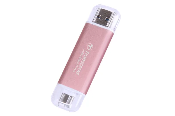 7944be890b771cb4ff7e504d1646534b TRANSCEND 1 TB ESD310P USB3.2 TYPE A & C (USB 10Gbps) OTG COMPACT PORTABLE SSD - Read 1050MB/s Write 950 MB/s - Pink - Image 1