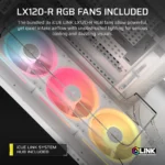 AIR 5400 LX-R RGB iCUE LINK Triple Chamber Mid-Tower PC Case 2x 2.5" , 1x 3.5" Drive Bays Fan layout: Front: 3x120mm, Rear 1x 120mm, Bottom: 3x 120mm (Incl), Top 3x120mm (1x) USB 3.2 Gen 2x2 Type-C, (2x) USB 3.2 Gen 1 Type-C, (1x) Audio in/out Mini-ITX, Micro-ATX, ATX, E-ATX Colour: White - Image 4
