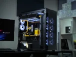 CORSAIR 9000D RGB AIRFLOW Super Full-Tower PC Case 2x 3.5" HDDs and up to 6x 2.5" SSD Fan layout: Front: 8x 120mm, 3x 140mm, 2x 200mm, Top: 8x 120mm, 3x 140mm, 2x 200mm, Rear: 2x 120mm, 1x 140mm, Side: 3x 120mm (No fans Incl) (2x) USB 3.2 Gen 2 Type C, (4x) USB 3.2 Gen 1 Type A, (1x) Audio in/out Mini-ITX, Micro-ATX, ATX, E-ATX, SSI-EE Colour: Black