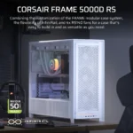 FRAME 5000D RS Mid-Tower PC Case 2x 2.5" , 1x 3.5" Drive Bays Fan layout: Radiator tray 3x 120mm (Incl) /2x 140mm, Rear 1x 120mm (Incl)/1x140mm, Bottom: 3x 120mm/1x120mm, Top 3x120mm/2x140mm (1x) USB 3.2 Gen 2 Type-C, (4x) USB 3.2 Gen 1 Type-A, (1x) Audio in/out Mini-ITX, Micro-ATX, ATX, E-ATX Colour: White - Image 12