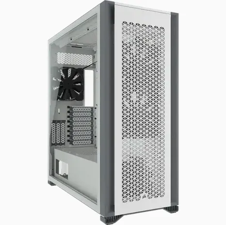 Corsair 7000D AIRFLOW Full-Tower ATX PC Case 10x 2.5" Drive Bays, 6x 3.5" Drive Bays Fan layout: Front 3x 120mm, 3x 140mm, Top 3x 120mm ,3x 140mm, Side 4x 120mm, Rear 1x 120mm, 1x 140mm 4x USB 3.0, 1x USB 3.1 Type-C Colour: White Mini-ITX, Micro-ATX, ATX, E-ATX