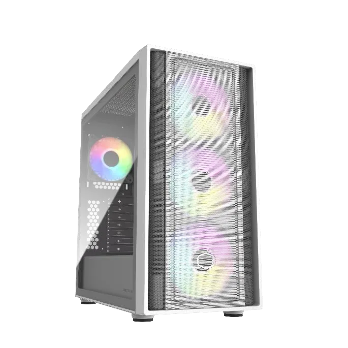 92d65477b978e3aefab8671b79f46dfc080d8da4 Cooler Master Case MasterBox 600 Mid-Tower Tempered Glass Side Panel, Removable HDD cage, Back-connected motherboard support Back-connected motherboard support, preinstalled 3 x SickleFlow 140mm ARGB PWM Fans Front Colour: White - Image 1
