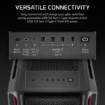 Corsair CORSAIR iCUE LINK 5000T LX RGB Mid-Tower PC Case, 4x 2.5" Drive Bays, 2x 3.5" Drive Bays Fan layout: Front 3x 120mm, 2x 140mm; Top 3x 120mm ,2x 140mm, Side 3x 120mm, Rear 1x 120mm. iCUE LINK Hub included – 3x LX120 RGB Fans – Aurora RGB Light Strips 4x USB 3.0, 1x USB 3.1 Type-C Colour: Black Mini-ITX, Micro-ATX, ATX, E-ATX - Image 5