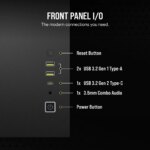 Corsair 2500X Micro ATX Dual Chamber PC Case 2x 2.5" Drive Bays, 2x 3.5" Fan layout: Top 3x 120mm ,2x 140mm, Side 2x 120mm, Bottom 3x 120mm; 2x 140mm, Rear 1x 120mm 2x USB 3.2 Type-A (Gen1), 1x USB 3.2 Type C (Gen2) Mini-ITX, Micro-ATX Colour: Black - Image 14