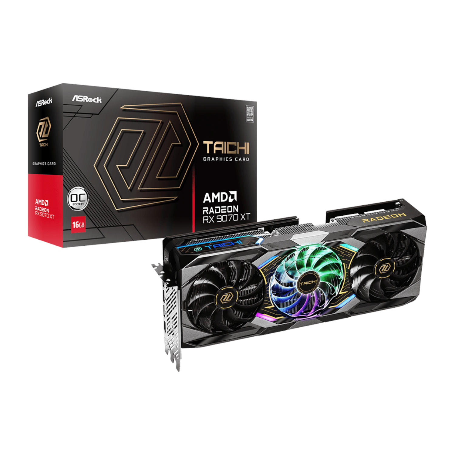 ASRock_RX9070XTTAICHI16GOC_wr_01a ASRock Radeon RX9070 XT Taichi 16G OC Graphics Card - Image 1