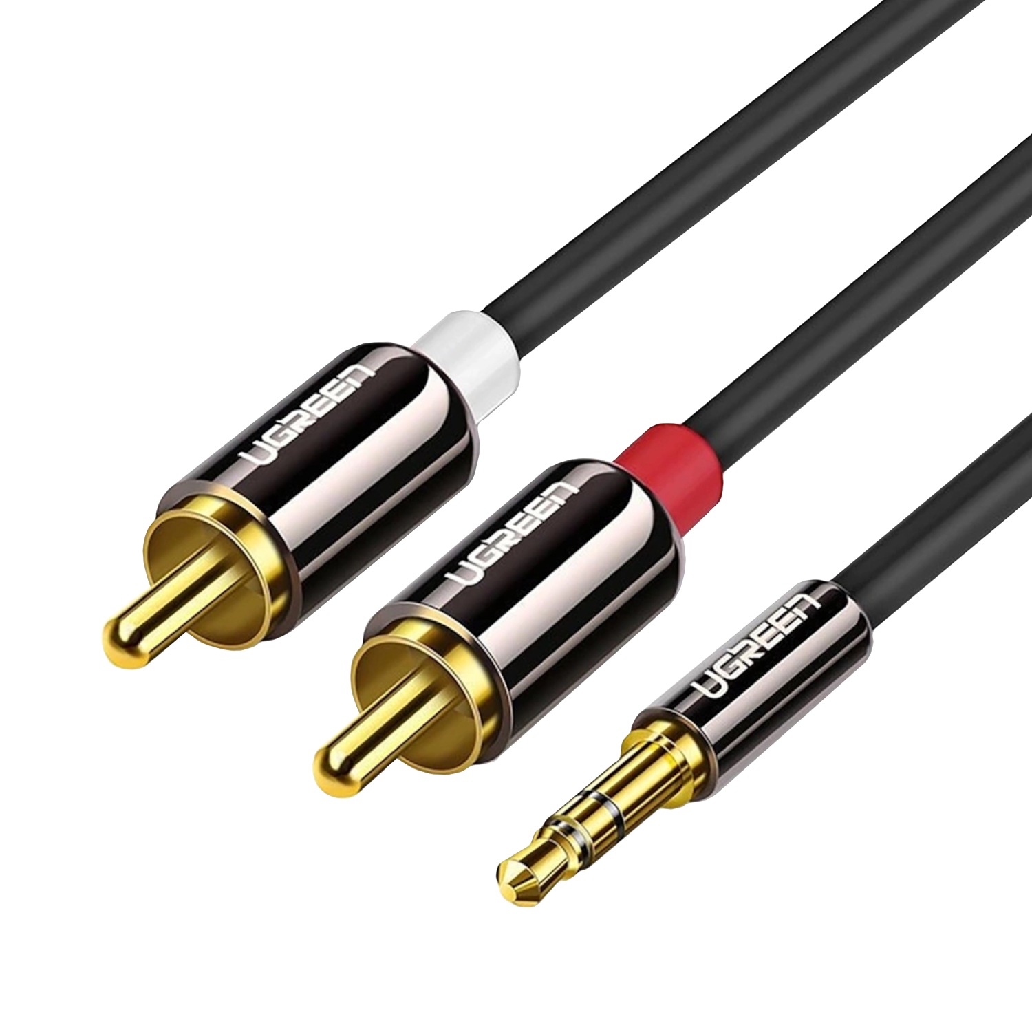 AV116-10749_UGreen-UV116-RCA-to-AUX-3.5mm-Audio-Cable-Black_wr_01 UGREEN 3.5mm Male to 2RCA Male Cable 1m (Black) - Image 1