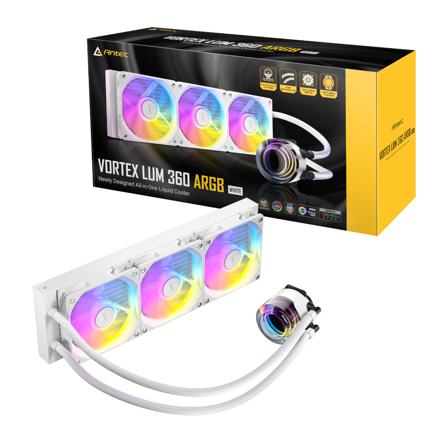Antec_VORTEX-LUM-360-ARGB-W_wr_01a Antec Vortex LUM 360 ARGB CPU Liquid Cooler White - Image 1