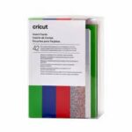 2009467 - Cricut Insert Cards Rainbow R10 8.9x12.4cm 42-Pack; 42 R10 Cards (14 of each color) in Green, Blue, Red; 42 Inserts in Holographic Scales; 42 White Envelopes; Dimensions: R10 Cards 3.5 in x 4.9 in (8.9cm x 12.4 cm), Inserts 3.25 in x 4.6 in (8.2 cm x 11.7 cm), Envelopes 3.6 in x 5.1 in (9.2 cm x 13 cm); Create vibrant two-tone greeting cards without the mess or hassle of glue; Easy to cut with Cricut Joy™ Card Mat or Cricut Card Mat (sold separately); For Cricut Joy™ and Cricut Explore® and Cricut Maker® machines