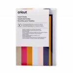2009469 - Cricut Insert Cards Sensei R40 12.1x16.8cm 30-Pack; 30 R40 Cards (10 of each color) in Twilight, Tulip, Powder Blue, 30 Inserts (10 of each color) in Mustard, Party Pink, Khaki; 30 White Envelopes; Dimensions: R40 Cards 4.75 in x 6.6 in (12.1 cm x 16.8 cm); Inserts 4.5 in x 6.4 in (11.4 cm x 16.2 cm); Envelopes 5.1 in x 7.25 in (13 cm x 18.4 cm); Create vibrant two-tone greeting cards without the mess or hassle of glue; Easy to cut with specialized Cricut Card Mat (sold separately); For Cricut Explore® and Cricut Maker® machines