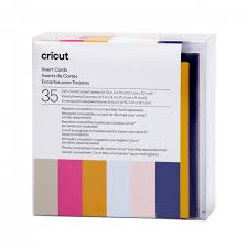 CC-2009473 2009473 - Cricut Insert Cards Sensei S40 12.1x16.8cm 35-Pack; 35 S40 Cards in Twilight (12), Tulip (12), Powder Blue (11); 35 Inserts in Mustard (12), Party Pink (11), Khaki (12); 35 White Envelopes; Dimensions: S40 Cards 4.75 in x 4.75 in (12.1 cm x 12.1 cm), Inserts 4.5 in x 4.5 in (11.4 cm x 11.4 cm), Envelopes 5 in x 5 in (12.7 cm x 12.7 cm); Create vibrant two-tone greeting cards without the mess or hassle of glue; Easy to cut with specialized Cricut Card Mat (sold separately); For Cricut Explore® and Cricut Maker® machines - Image 1