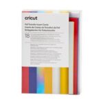 2009476 - Cricut Insert Cards Foil Celebration R10 8.9x12.4cm 18-Pack; 18 R10 cards (9 of each color) in Red, Blue; 18 inserts (9 of each color) Silver Holographic, Maize; 18 Foil Transfer Sheets (9 of each color) Silver, Gold; 18 White envelopes; Dimensions: R10 Cards 3.5 in x 4.9 in (8.9 cm x 12.4 cm), Inserts 3.25 in x 4.6 in (8.2 cm x 11.7 cm); Foil Transfer Sheets 3 in x 4.4 in (7.6 cm x 11.1 cm), Envelopes 3.6 in x 5.1 in (9.2 cm x 13 cm); Easy to cut with Cricut Joy™ Card Mat or Cricut Card Mat (sold separately); For Cricut Joy™ and Cricut Explore® and Cricut Maker® machines