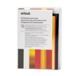 2009479 - Cricut Insert Cards Foil Royal Flush R10 8.9x12.4cm 18-Pack; 18 R10 cards (9 of each color) in Black, White; 18 inserts (9 of each color) Gold Metallic, Burnt Red; 18 Foil Transfer Sheets (9 of each color) Gold, Red; 18 White envelopes; Dimensions: R10 Cards 3.5 in x 4.9 in (8.9 cm x 12.4 cm), Inserts 3.25 in x 4.6 in (8.2 cm x 11.7 cm); Foil Transfer Sheets 3 in x 4.4 in (7.6 cm x 11.1 cm), Envelopes 3.6 in x 5.1 in (9.2 cm x 13 cm); Easy to cut designs with specialized Cricut Card Mat (sold separately); Easy to cut with Cricut Joy™ Card Mat or Cricut Card Mat (sold separately); For Cricut Joy™ and Cricut Explore® and Cricut Maker® machines