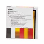 2009481 - Cricut Insert Cards Foil Royal Flush S40 12.1x16.8cm 14-Pack; 14 S40 cards (7 of each color) in Black, White; 14 inserts (7 of each color) Gold Metallic, Burnt Red; 14 Foil Transfer Sheets (7 of each color) Gold, Red; 14 White envelopes; Dimensions: S40 Cards 4.75 in x 4.75 in (12.1 cm x 12.1 cm); Inserts 4.5 in x 4.5 in (11.4 cm x 11.4 cm); Foil Transfer Sheets 4.25 in x 4.25 in (10.8 cm x 10.8 cm); Envelopes 5 in x 5 in (12.7 cm x 12.7 cm); Easy to cut designs with specialized Cricut Card Mat (sold separately); Requires Cricut Foil Transfer Tool (sold separately); For Cricut Explore® and Cricut Maker® machines