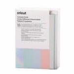 2009482 - Cricut Cut-Away Cards Pastel R10 8.9x12.4cm 18-Pack; 18 R10 cards with adhesive (6 Tulip, 6 Powder Blue, 6 Whispering Blue); 18 Silver Matte Holographic backers; 18 White envelopes; Dimensions: Cards 3.5 in x 4.9 in (8.9 cm x 12.4 cm), Backers 3.3 in x 4.7 in (8.4 cm x 12 cm), Envelopes 3.6 in x 5.1 in (9.2 cm x 13 cm); Create stunning custom cards in minutes; Easy to cut with Cricut Joy™ Card Mat or Cricut Card Mat (sold separately); For Cricut Joy™ and Cricut Explore® and Cricut Maker® machines