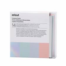 CC-2009484 2009484 - Cricut Cut-Away Cards Pastel S40 12.1x16.8cm 14-Pack; 14 S40 cards with adhesive (5 Tulip, 5 Powder Blue, 4 Whispering Blue); 14 Silver Matte Holographic backers; 14 White envelopes; Dimensions: Cards 4.75 in x 4.75 in (12.1 cm x 12.1 cm), Backers 4.6 in x 4.6 in (11.7 cm x 11.7 cm), Envelopes 5 in x 5 in (12.7 cm x 12.7 cm); Create stunning custom cards in minutes; Easy to cut with specialized Cricut Card Mat (sold separately); For Cricut Explore® and Cricut Maker® machines - Image 1