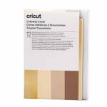 2009486 - Cricut Cut-Away Cards Neutrals R40 12.1x16.8cm 12-Pack; 12 R40 cards with adhesive (4 Gray, 4 Khaki, 4 Cream); 12 Gold Holographic backers; 12 White envelopes; Dimensions: Cards 4.75 in x 6.6 in (12.1 cm x 16.8 cm), Backers 4.6 in x 6.5 in (11.7 cm x 16.4 cm), Envelopes 5.1 in x 7.25 in (13 cm x 18.4 cm); Create stunning custom cards in minutes; Easy to cut with specialized Cricut Card Mat (sold separately); For Cricut Explore® and Cricut Maker® machines