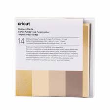 CC-2009487 2009487 - Cricut Cut-Away Cards Neutrals S40 12.1x16.8cm 14-Pack; 14 S40 cards with adhesive (5 Gray, 5 Khaki, 4 Cream); 14 Gold Holographic backers; 14 White envelopes; Dimensions: Cards 4.75 in x 4.75 in (12.1 cm x 12.1 cm), Backers 4.6 in x 4.6 in (11.7 cm x 11.7 cm), Envelopes 5 in x 5 in (12.7 cm x 12.7 cm); Create stunning custom cards in minutes; Easy to cut with specialized Cricut Card Mat (sold separately); For Cricut Explore® and Cricut Maker® machines - Image 1