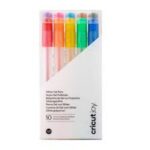 2009964 - Cricut Joy Glitter Gel Rainbow Pen Set 10ct 0.8mm; 10 Glitter Gel Pens (0.8 mm) in Red, Orange, Yellow, Green, Blue, Purple, Pink, Light Blue, Brown, Black; Embellish projects with personal notes or drawings; For use with cards, paper & more; For Cricut Joy™ cutting machines; Water-based, acid-free, nontoxic; conforms to ASTM D-4236