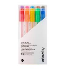 CC-2009964 2009964 - Cricut Joy Glitter Gel Rainbow Pen Set 10ct 0.8mm; 10 Glitter Gel Pens (0.8 mm) in Red, Orange, Yellow, Green, Blue, Purple, Pink, Light Blue, Brown, Black; Embellish projects with personal notes or drawings; For use with cards, paper & more; For Cricut Joy™ cutting machines; Water-based, acid-free, nontoxic; conforms to ASTM D-4236 - Image 1